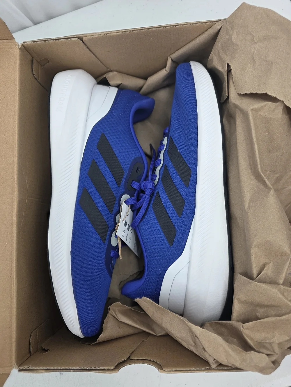 New Adidas Runfalcon 3.0 Cloudfoam Blue Black Running Shoes Mens Size 10 HP7549.